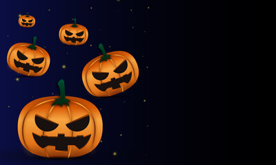 halloween  horror pumpkin on dark night background vector design 2022 for party invitation, greeting card, web, banner, poster