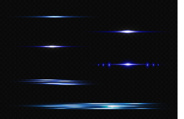 Vector illustration in blue color. Set of light effects. Glare and flash. Bright beams of light. Glowing lines. Vector illustration.Dust. Christmas Flash.
