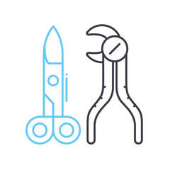 dentist scissor line icon, outline symbol, vector illustration, concept sign
