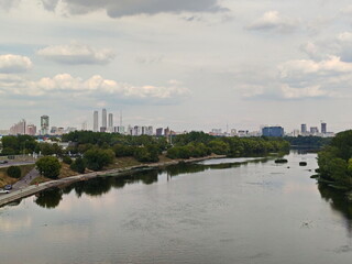 Fototapeta premium Panoramic view from the Krylatsky Bridge in Moscow
