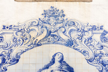Guimaraes, Portugal. Convento do Carmo (Convent of Our Lady of Mount Carmel). Azulejo (tin-glazed...