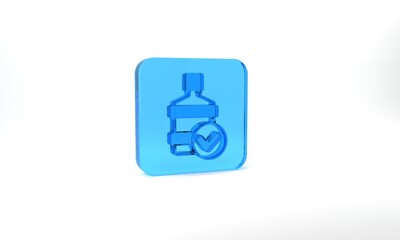 Fototapeta premium Blue Big bottle with clean water icon isolated on grey background. Plastic container for the cooler. Glass square button. 3d illustration 3D render