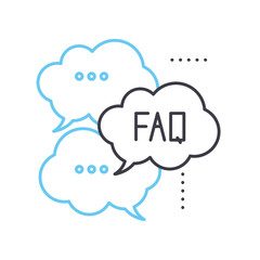 faq line icon, outline symbol, vector illustration, concept sign - obrazy, fototapety, plakaty