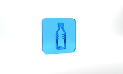 Fototapeta premium Blue Bottle of water icon isolated on grey background. Soda aqua drink sign. Glass square button. 3d illustration 3D render