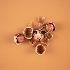 Close-up view of nuts concept arrangement
