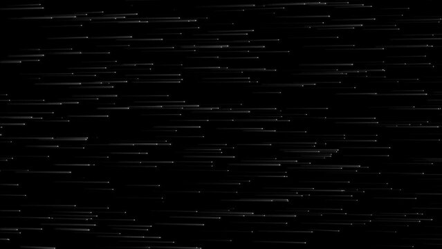 Black and white abstract background animation of shooting stars in the universe