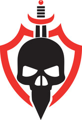 red and black Skull Shield Vector Logo Design