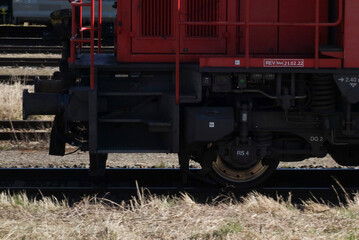 Fototapeta na wymiar locomotive or engine, rail transport vehicle for train