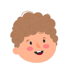 Cute happy boy face. Vector illustration