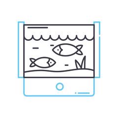 aquarium line icon, outline symbol, vector illustration, concept sign