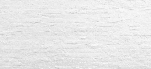 Background of white brick wall horizontal for design cement texture for pattern and backdrop. loft...