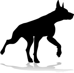 A detailed animal silhouette of a pet dog