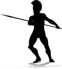 A Spartan or Trojan ancient Greek hoplite warrior silhouette. Could also be a Roman gladiator.