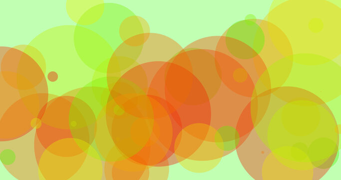 Background. Green and orange background. Circles. Abstract background of a gradient of different shades of green and orange formed by circles of different sizes. Illustration to use as a background.