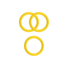 Golden wedding rings colorful isolated icon. Flat vector illustration.