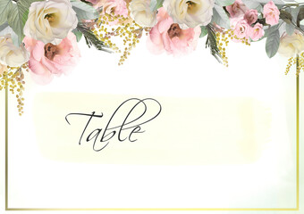 Elegant wedding place card with floral design. Mockup