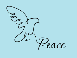 Beautiful dove silhouette on light blue background, illustration. Symbol of peace