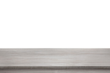 Naklejka premium Empty wooden surface isolated on white. Mockup for design
