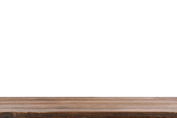 Empty brown wooden surface isolated on white