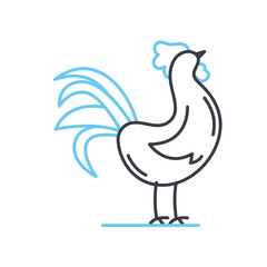 chicken line icon, outline symbol, vector illustration, concept sign