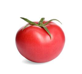 Whole ripe red tomato isolated on white