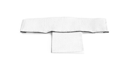 Blank stylish clothing label isolated on white