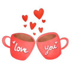 Two cups of coffee and heart