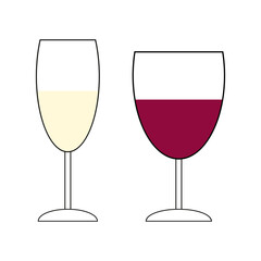 simple vector illustration glasses of wine on white