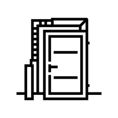 door installation line icon vector illustration