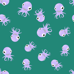 Naklejka premium simple funny cartoon vector pattern of octopus