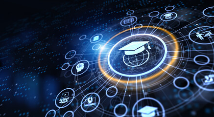 E-learning remote education internet online learning technology concept.