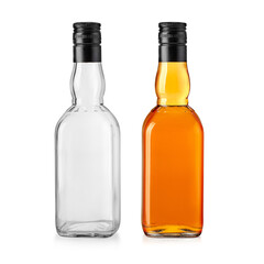 whiskey glass bottle with black lid