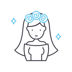 bride line icon, outline symbol, vector illustration, concept sign