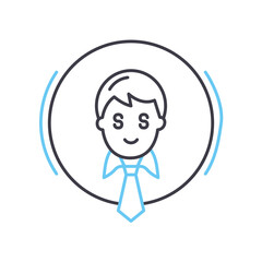 cash focus line icon, outline symbol, vector illustration, concept sign