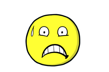 Fototapeta premium Gelbes ängstliches Cartoon Gesicht als rundes Emoticon