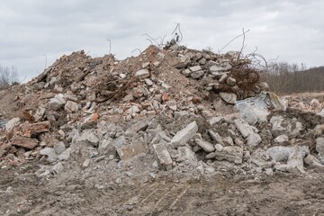 Construction waste rubble dump landfill drone aerial