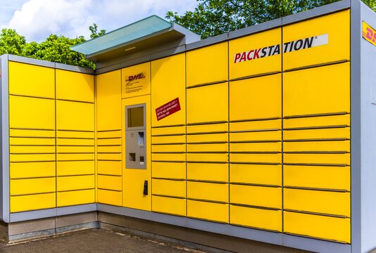 DHL Packstation. Packing station for sending and receiving parcels in Germany