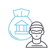 bank robbery line icon, outline symbol, vector illustration, concept sign