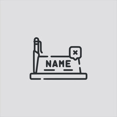 nameplate icon vector icon.Editable stroke.linear style sign for use web design and mobile apps,logo.Symbol illustration.Pixel vector graphics - Vector