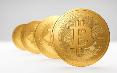 Bitcoin alignment on white background.