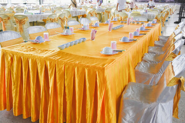 Dining table in the building at noon Chinese style dining table