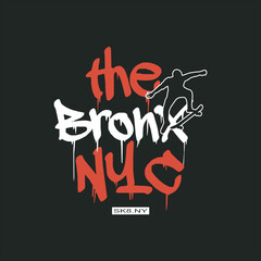 Vector illustration on the theme of skateboarding and skateboard in New York City, Brooklyn. Sport typography, t-shirt graphics, poster, print, postcard

