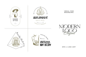 Hand drawn fashion woman logo template