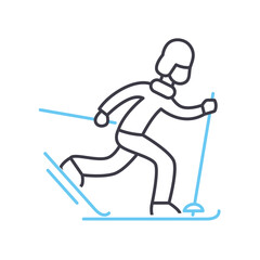 Fototapeta na wymiar cross country skiing line icon, outline symbol, vector illustration, concept sign