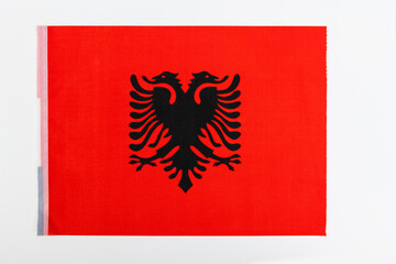 Albania flag on white background - obrazy, fototapety, plakaty