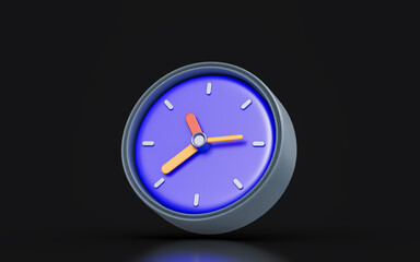 clock sign on dark background 3d render concept for count down time schedule 