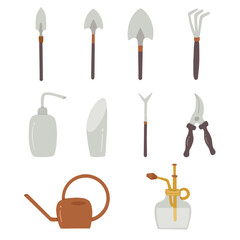 Gardening Tools Vector Isolated Elements Set