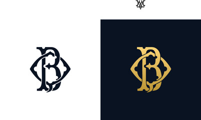 Fototapeta na wymiar Decorative Vintage Initial letters QB monogram. Suitable for tattoo studio, salon, boutique, hotel, college, retro, interlock style