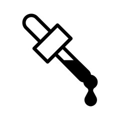 Cosmetic pipette icon. Pipette with a cosmetic substance dripping from the tip. A cosmetic product. Vector illustration isolated on a white background for design and web.