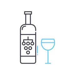 grape wine line icon, outline symbol, vector illustration, concept sign